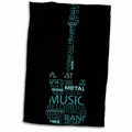 3dRose The Word Music Shaped Like A Guitar in Turquoise - Towels (twl-101439)
