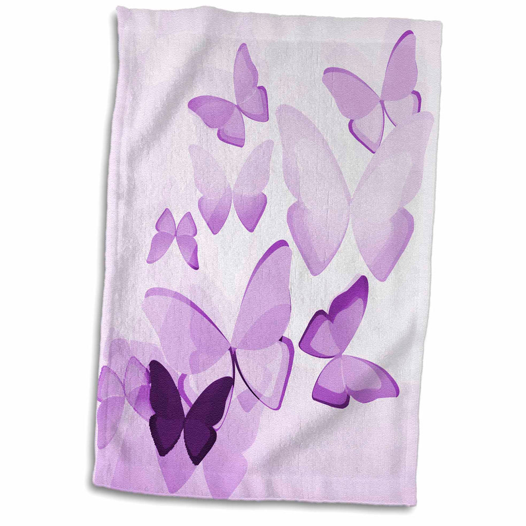 3dRose Anne Marie Baugh Butterflies - Pretty Transparent Purple Butterflies - Towels (twl-101505)