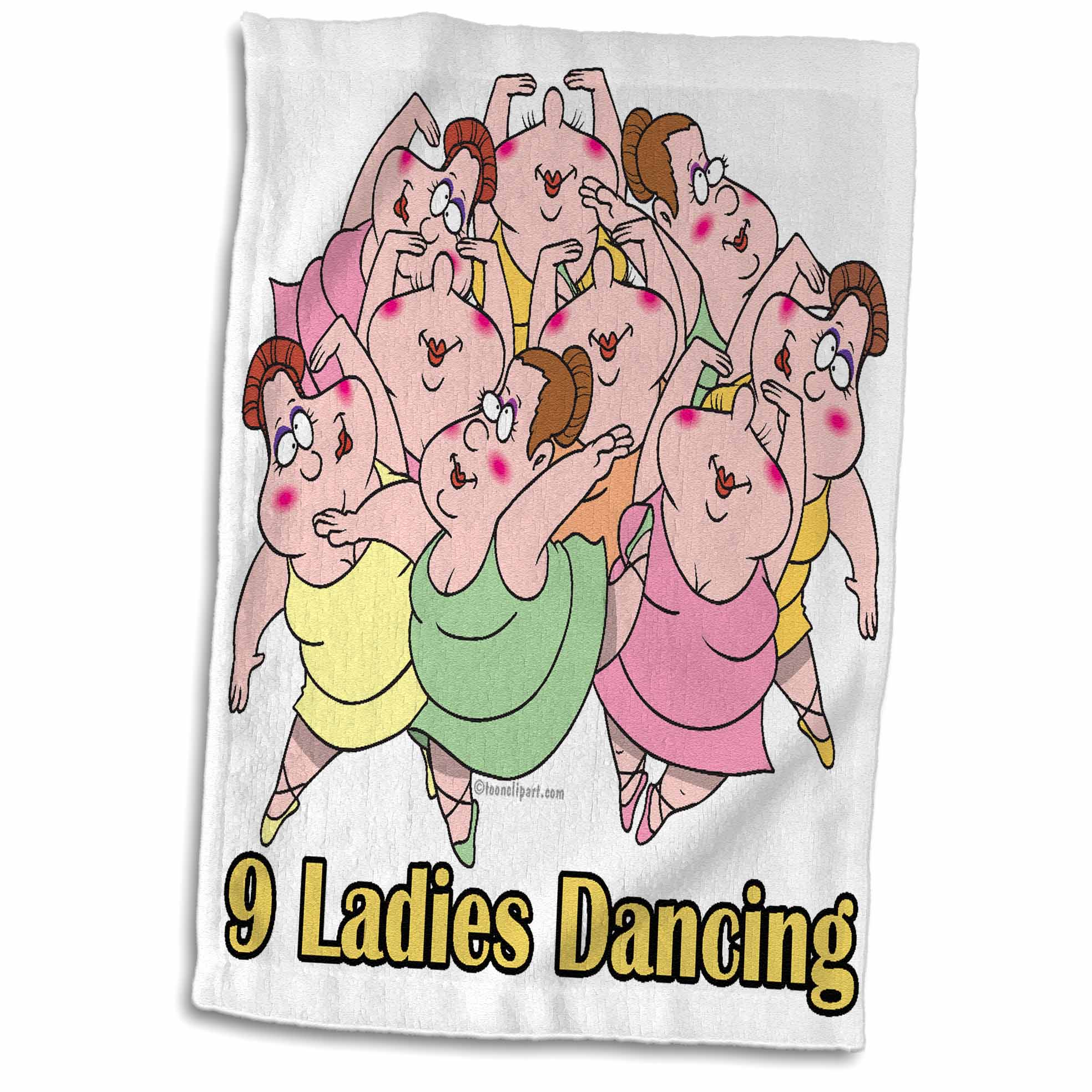 3dRose Dooni Designs Random Toons - Nine Ladies Dancing - Towels (twl-104265)