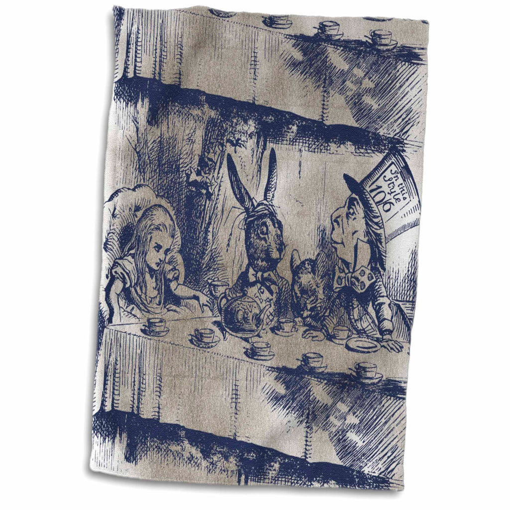 3dRose PS Vintage - Alice in Wonderland Tea Party with Mad Hatter - Towels (twl-110203)