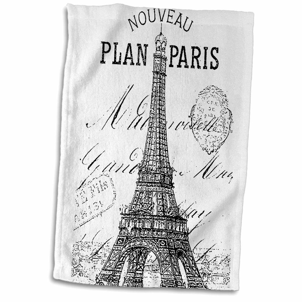 3dRose PS Vintage - Nouveau Paris vintage Eiffel tower - Towels (twl-110389)