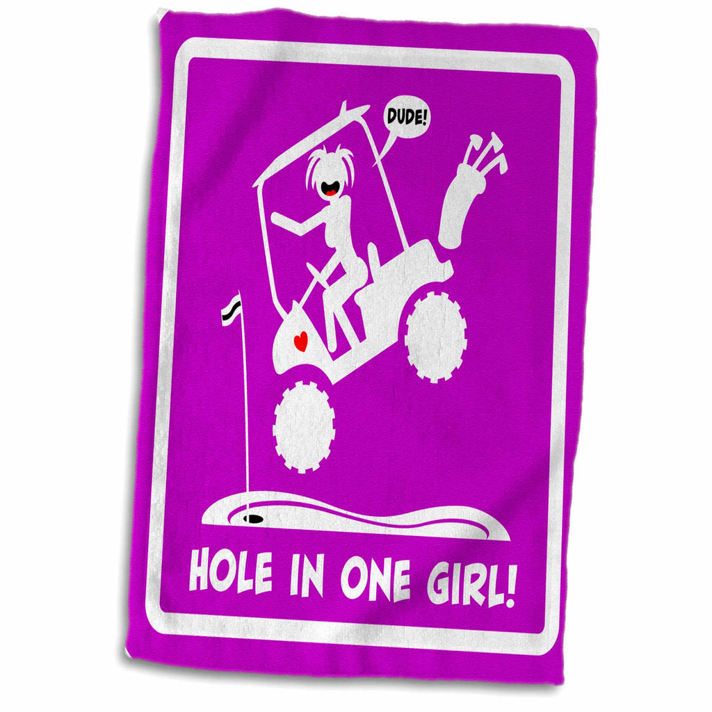 3dRose a Pink Sign of a Hole in one Being Made by a stickgirl and her Golf... - Towels (twl-111049)
