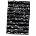 3dRose Black and white Musical notes - stylish sheet music - piano notation -... - Towels (twl-112826)