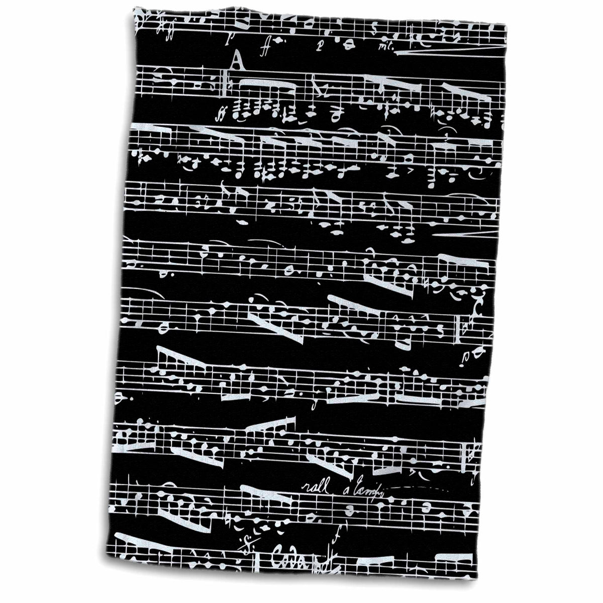 3dRose Black and white Musical notes - stylish sheet music - piano notation -... - Towels (twl-112826)