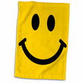 3dRose Yellow Smiling face - Happy Smiling Cartoon - 60s Jolly Cheerful Bright - Towels (twl-113090)