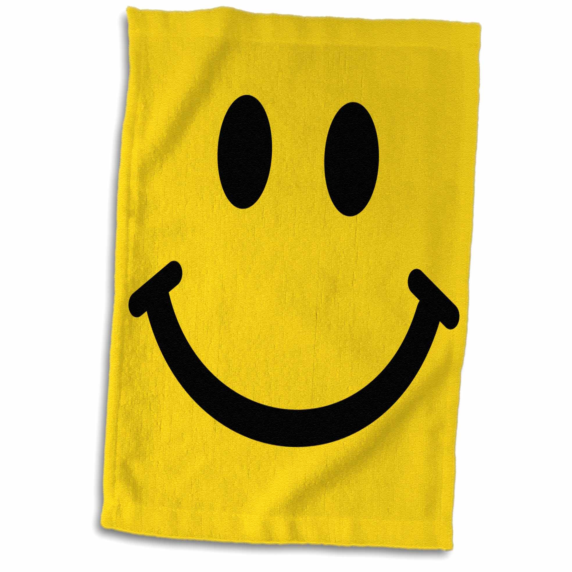 3dRose Yellow Smiling face - Happy Smiling Cartoon - 60s Jolly Cheerful Bright - Towels (twl-113090)