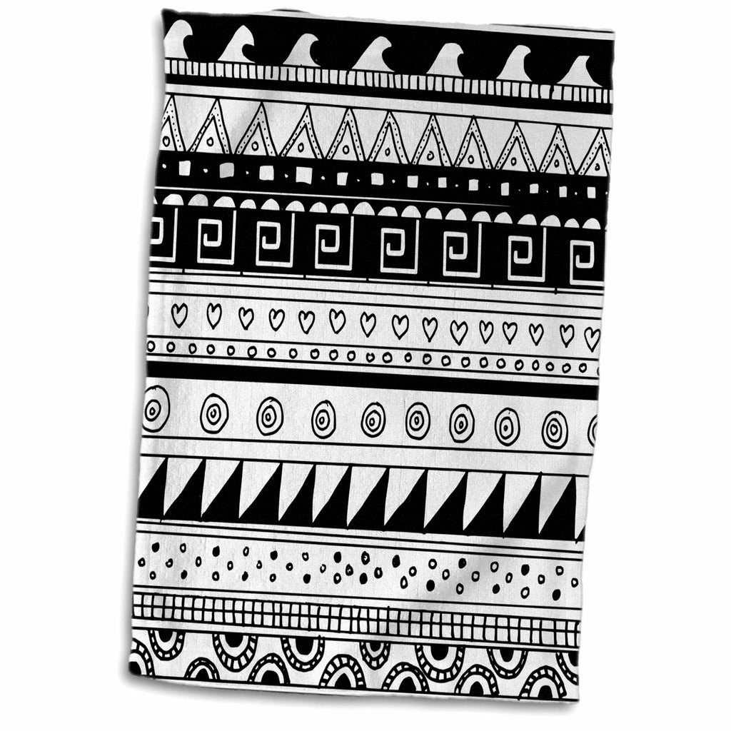 3dRose Black and White Tribal Pattern - Modern Abstract Aztec Patterns -... - Towels (twl-113132)