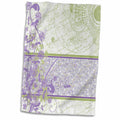 3dRose Elegant Lavender and Green Floral Swirls - Towels (twl-113824)