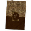 3dRose Elegant Animal Print in Warm Brown and Gold Monogram Letter C - Towels (twl-113867)
