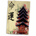 3dRose Beautiful Japanese Pagoda With Pink Sakura and Bamboo Destiny Luck... - Towels (twl-116193)