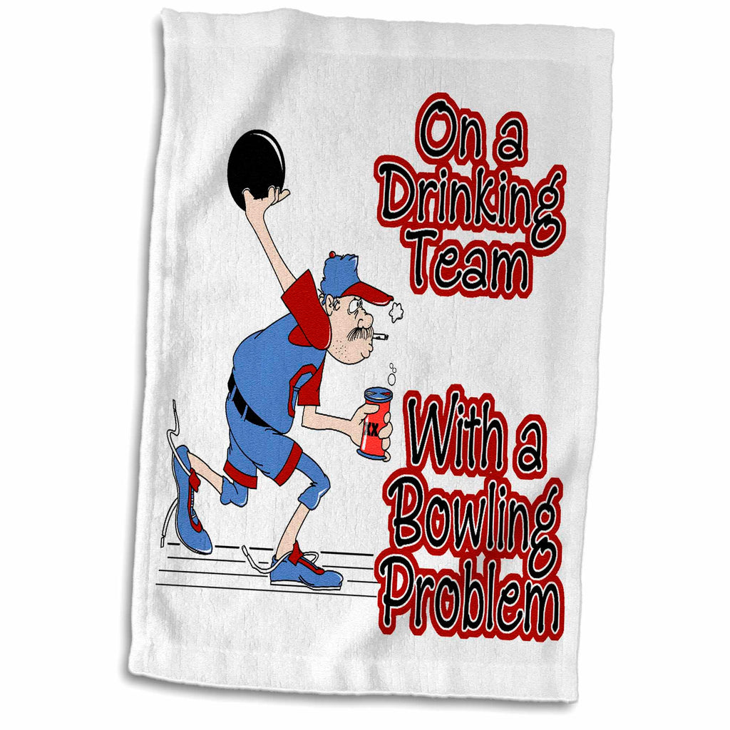 3dRose Funny On Drinking Team with Bowling Problem Humor Sports Design - Towels (twl-116317)