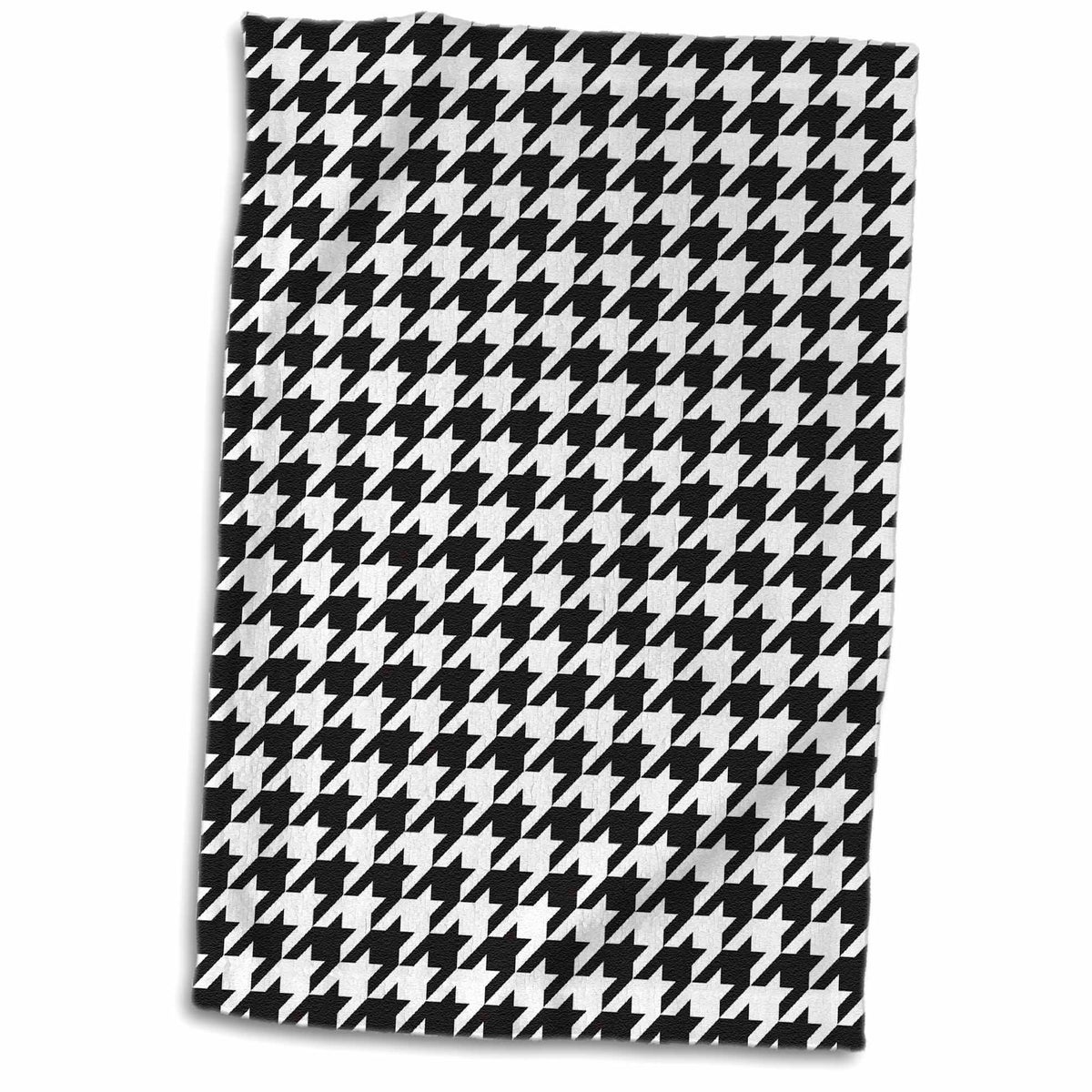 3dRose Black and White Classic Preppy Houndstooth Pattern - Towels (twl-116452)