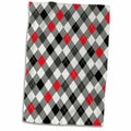 3dRose Pretty White Black Red and Grey Classic Argyle Pattern - Towels (twl-116486)