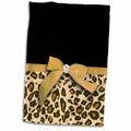 3dRose Gold Leopard Spots with Glamorous Faux Ribbon Bow - Girly Glam Graphic... - Towels (twl-120207)