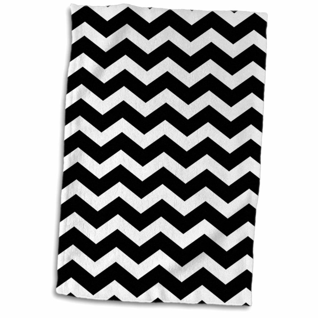 3dRose Black and White Chevron Zig Zag Pattern - Modern Contemporary Bold... - Towels (twl-120240)