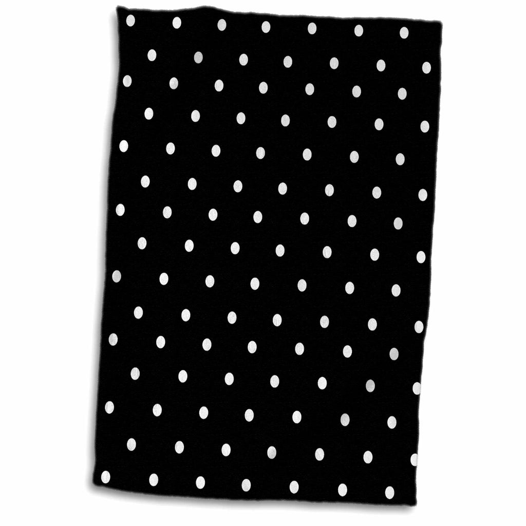 3dRose Black and White Polka dot Pattern - Small dots - Stylish Classic -... - Towels (twl-120245)