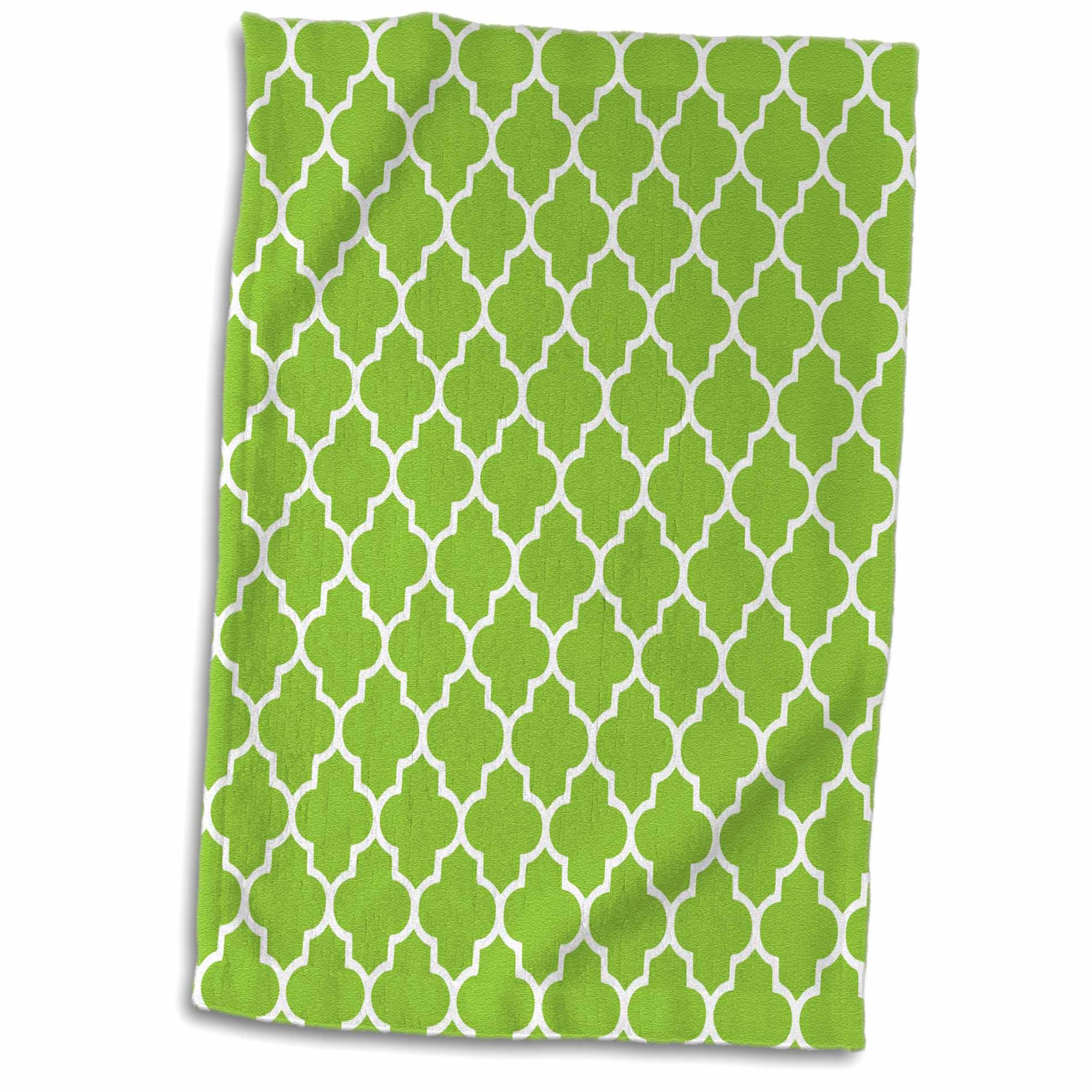 3dRose Bright Green Quatrefoil Pattern Lime Moroccan Tiles Retro Islamic Art... - Towels (twl-120258)