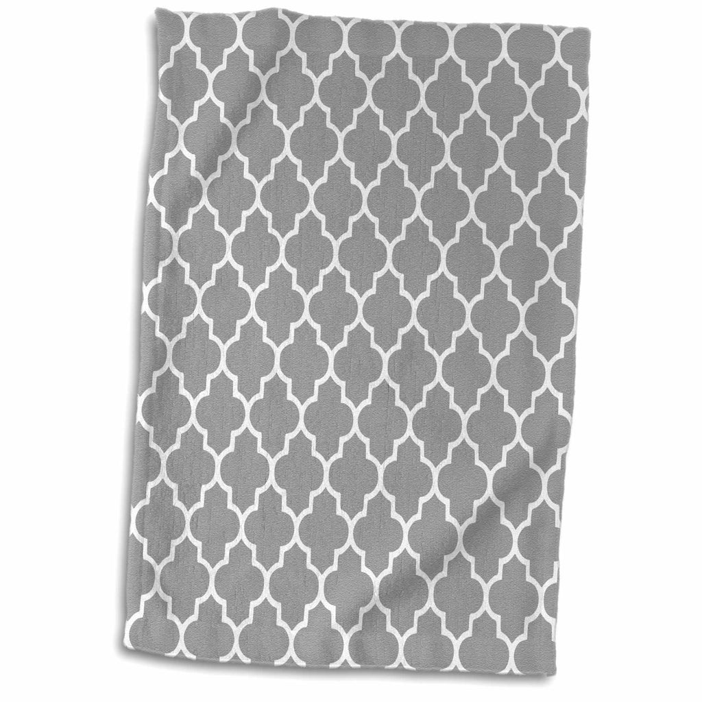 3dRose Dark Gray Quatrefoil Pattern - Grey Moroccan Tiles - Modern Stylish... - Towels (twl-120259)
