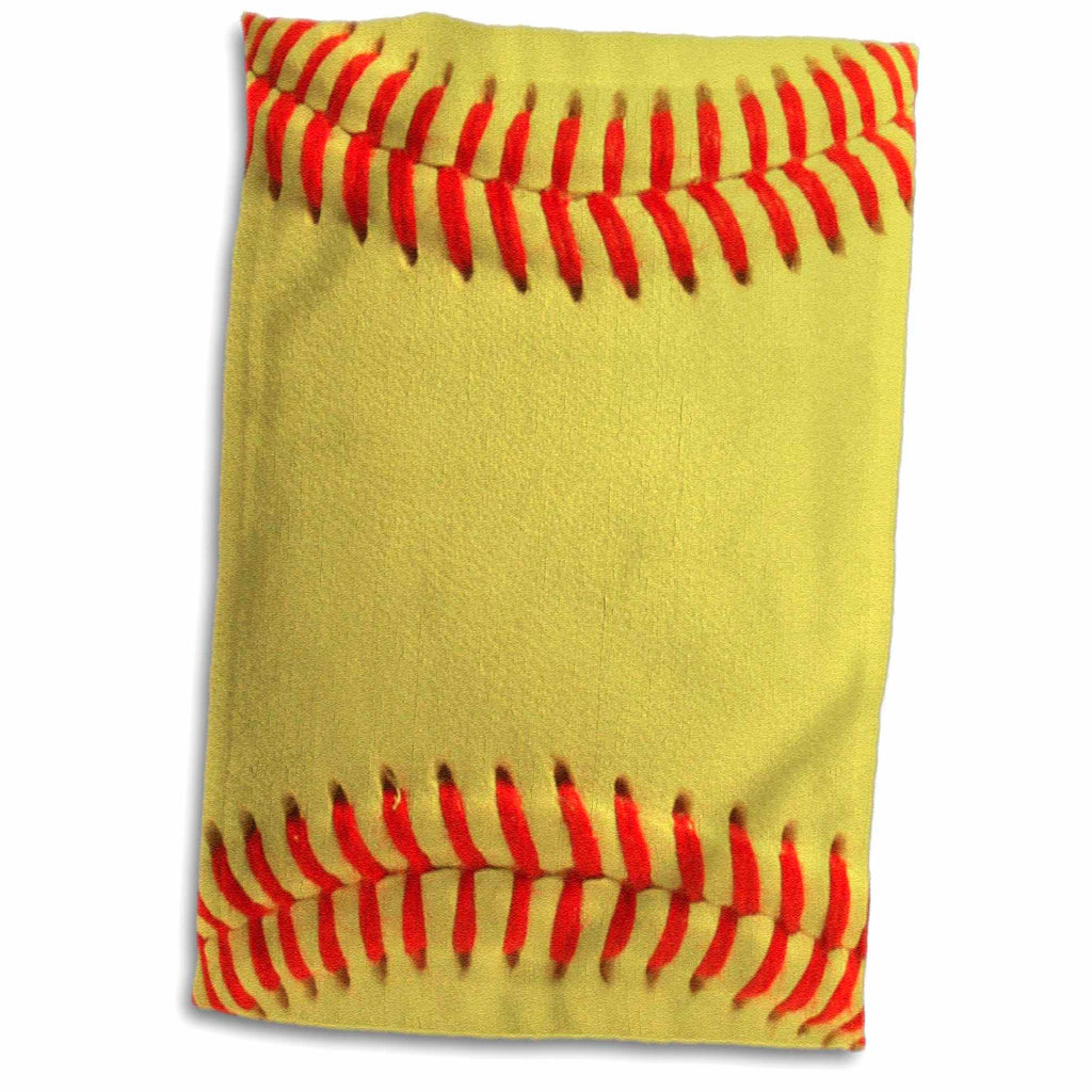 3dRose Softball Close-up Photography Print - Yellow and red Soft Ball for... - Towels (twl-120271)