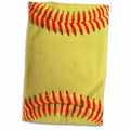 3dRose Softball Close-up Photography Print - Yellow and red Soft Ball for... - Towels (twl-120271)