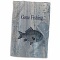 3dRose PS Beach - Gone Fishing White wash Wood Look Beach Theme Art - Towels (twl-123416)