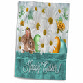 3dRose White Daisies with a Bunny and Colored Easter Eggs in Spring Blues and... - Towels (twl-127619)