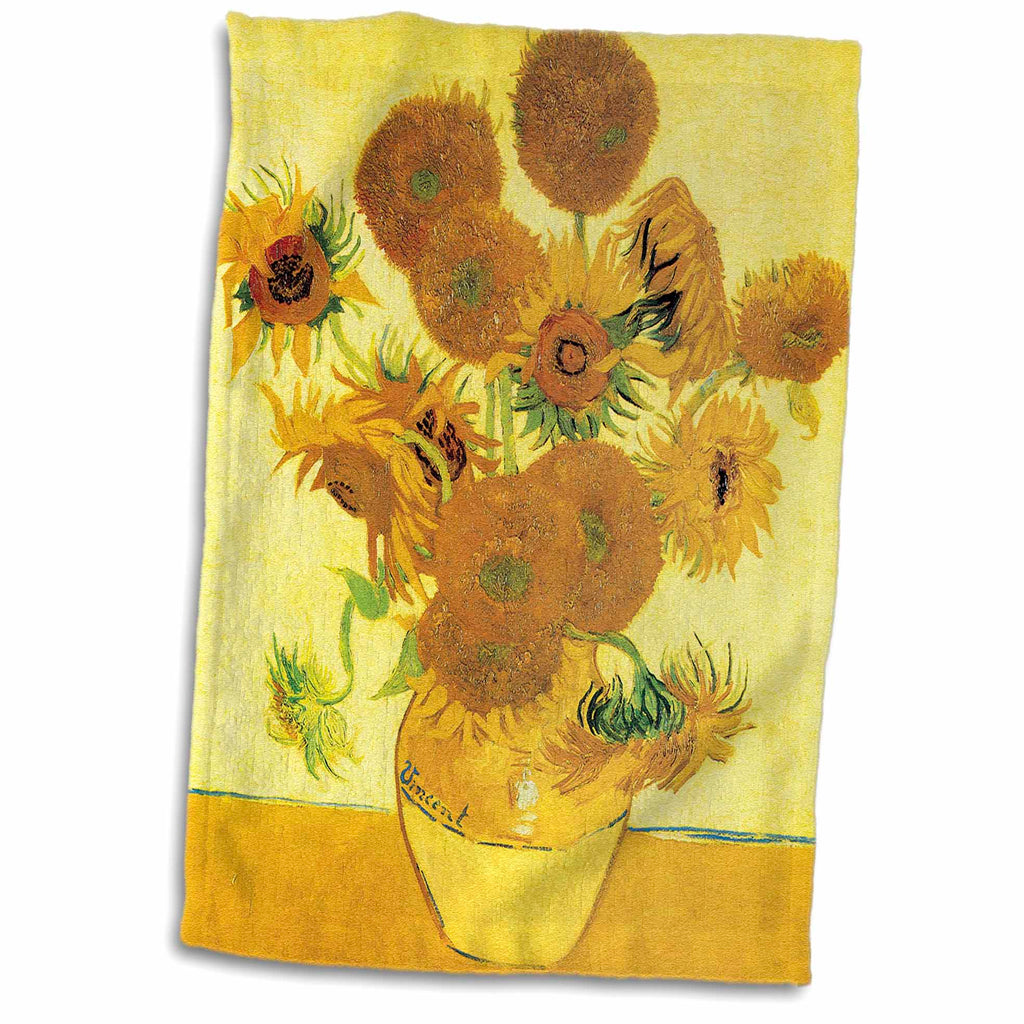 3dRose BLN Vincent Van Gogh Collection - Sunflowers by Vincent Van Gogh - Towels (twl-128138)