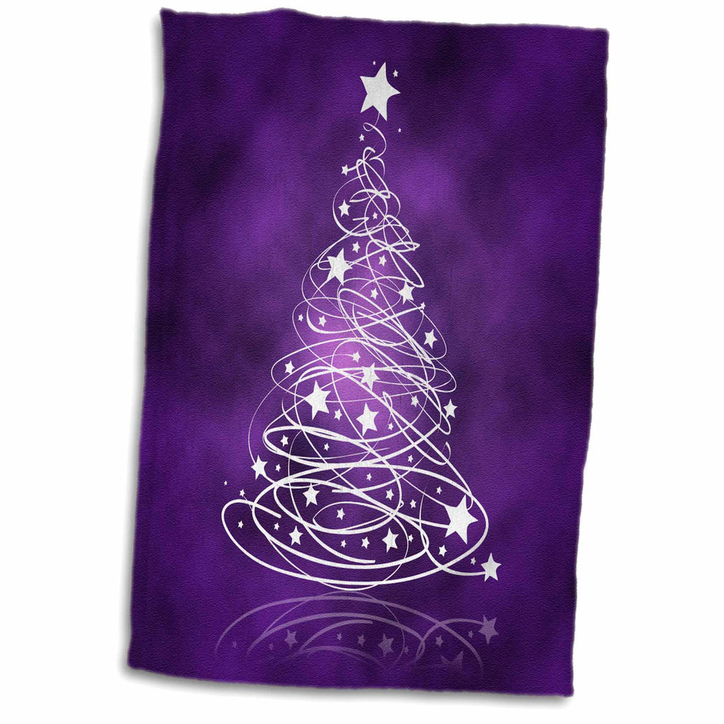 3dRose Rewards4life Gifts - Sparkling Christmas Tree on Purple - Towels (twl-128256)