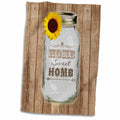 3dRose Country Rustic Mason Jar with Sunflower - Home Sweet Home - Towels (twl-128555)