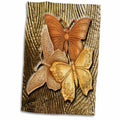 3dRose Gold Embossed Background with Accents and Three Beautiful Butterflies... - Towels (twl-128812)