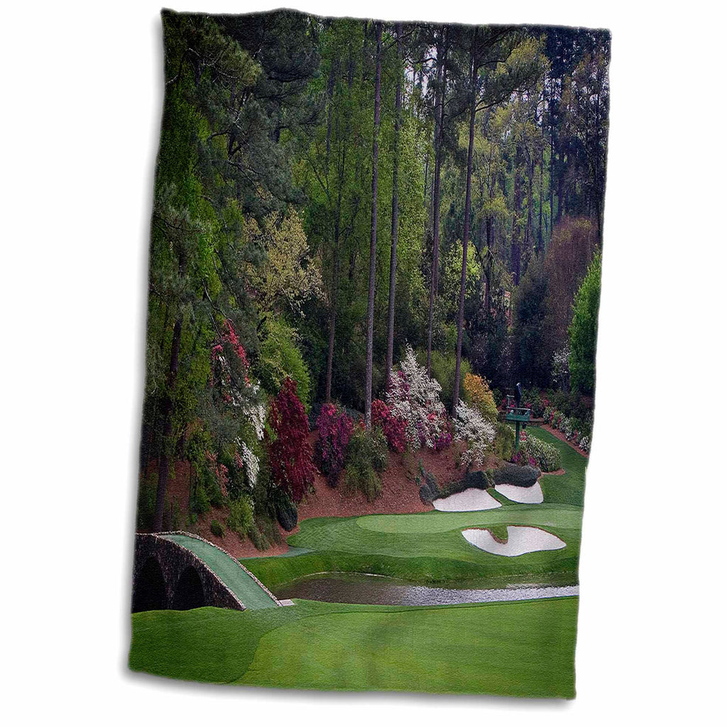 3dRose Augustas Amen Corner Golf Course - Golfers on Bridge - Towels (twl-131410)