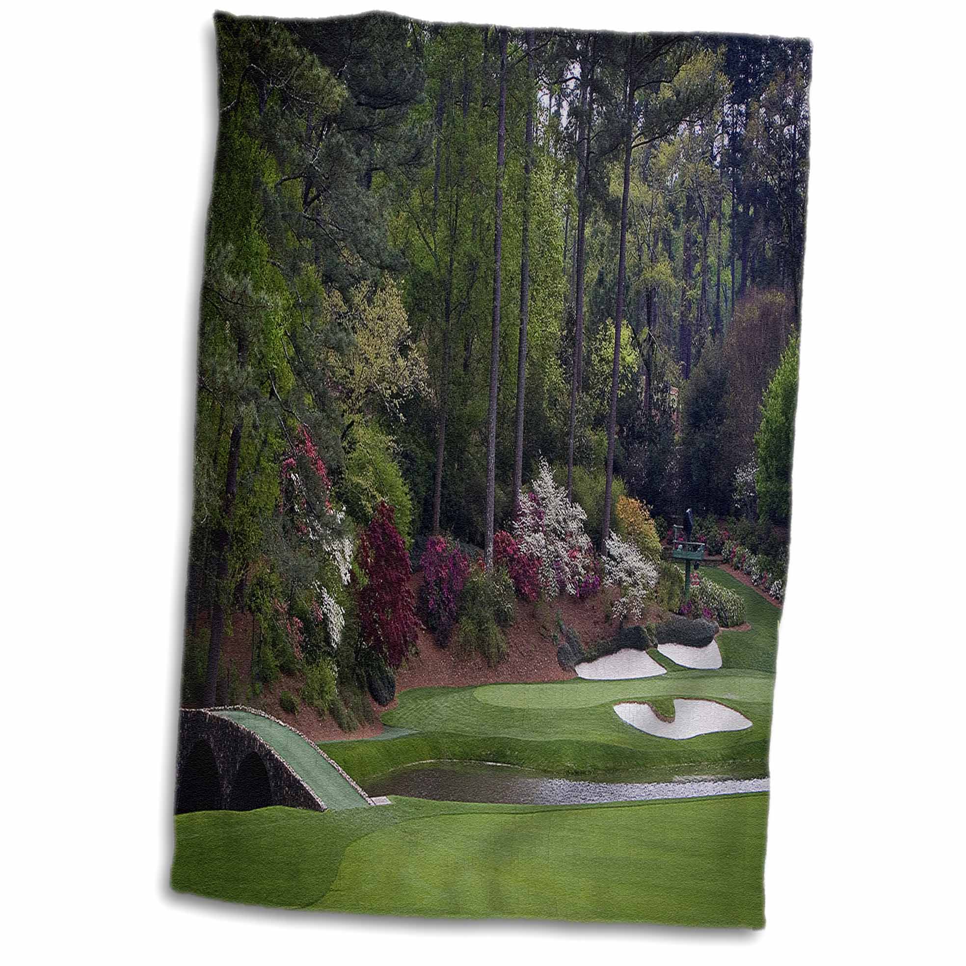 3dRose Augustas Amen Corner Golf Course - Golfers on Bridge - Towels (twl-131410)