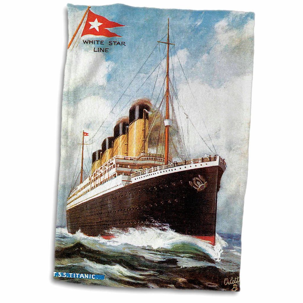3dRose Vintage White Star Line S.S. Titanic - Towels (twl-149236)