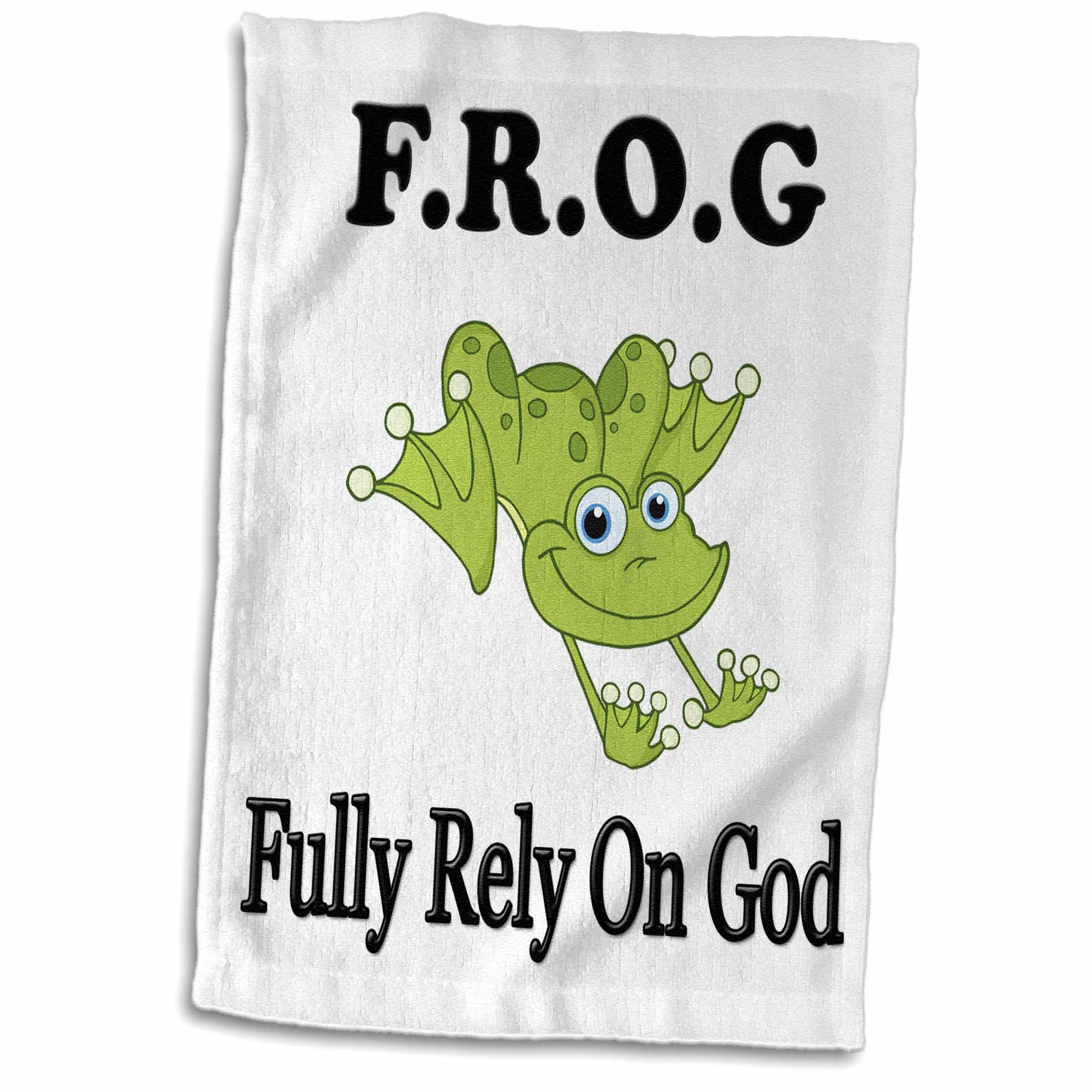 3dRose EvaDane - Funny Quotes - FROG fully rely on god - Towels (twl-149833)