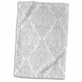 3dRose Grey and White Damask - Gray Elegant Swirls - Silver Swirling... - Towels (twl-151431)