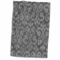 3dRose Grunge dark gray damask - silver grey faded antique vintage swirls... - Towels (twl-151435)
