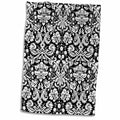 3dRose Black Damask with White Stylish Swirly French Floral Pattern Vintage... - Towels (twl-151442)