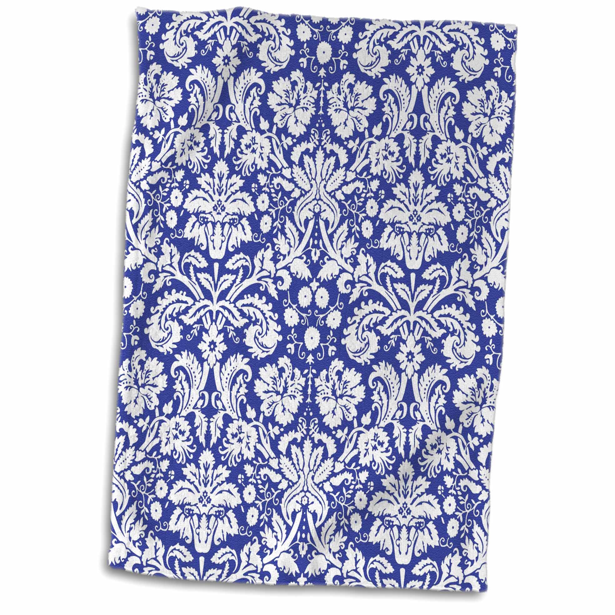 3dRose Royal blue and white damask pattern - stylish elegant Victorian... - Towels (twl-151455)