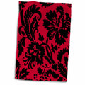 3dRose Red and Black Damask - Large Print Stylish Floral - Gothic Bold... - Towels (twl-151459)