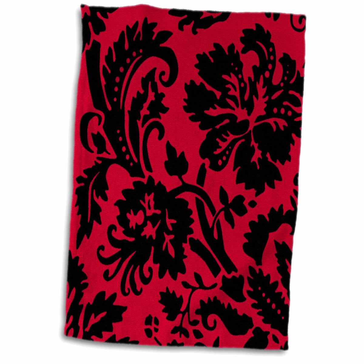 3dRose Red and Black Damask - Large Print Stylish Floral - Gothic Bold... - Towels (twl-151459)