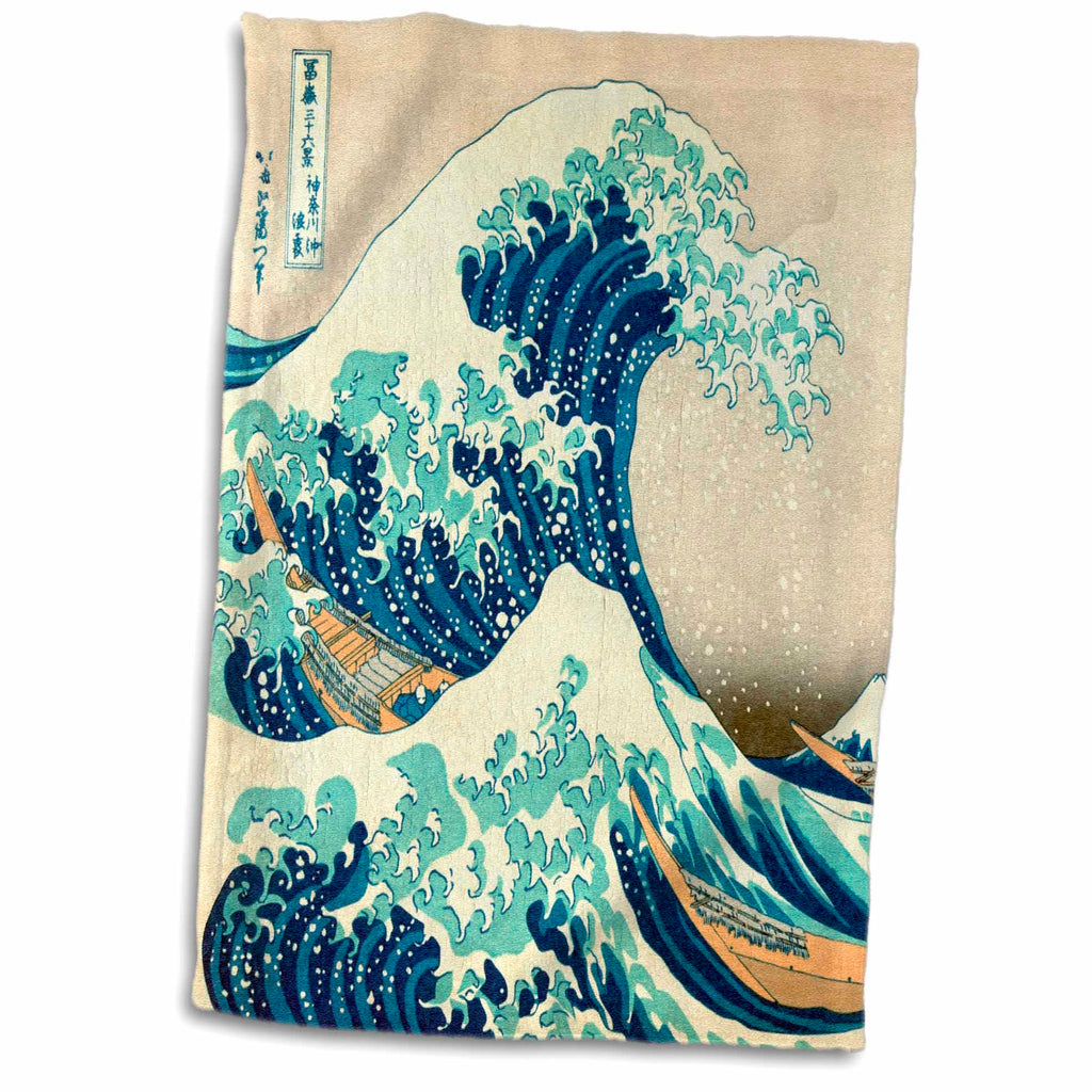 3dRose The Great Wave off Kanagawa by Japanese artist Hokusai - dramatic blue... - Towels (twl-155631)