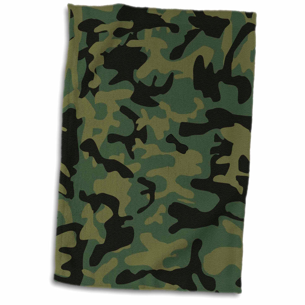 3dRose Dark Green camo Print - Hunting Hunter or Army Soldier Uniform Style... - Towels (twl-157596)
