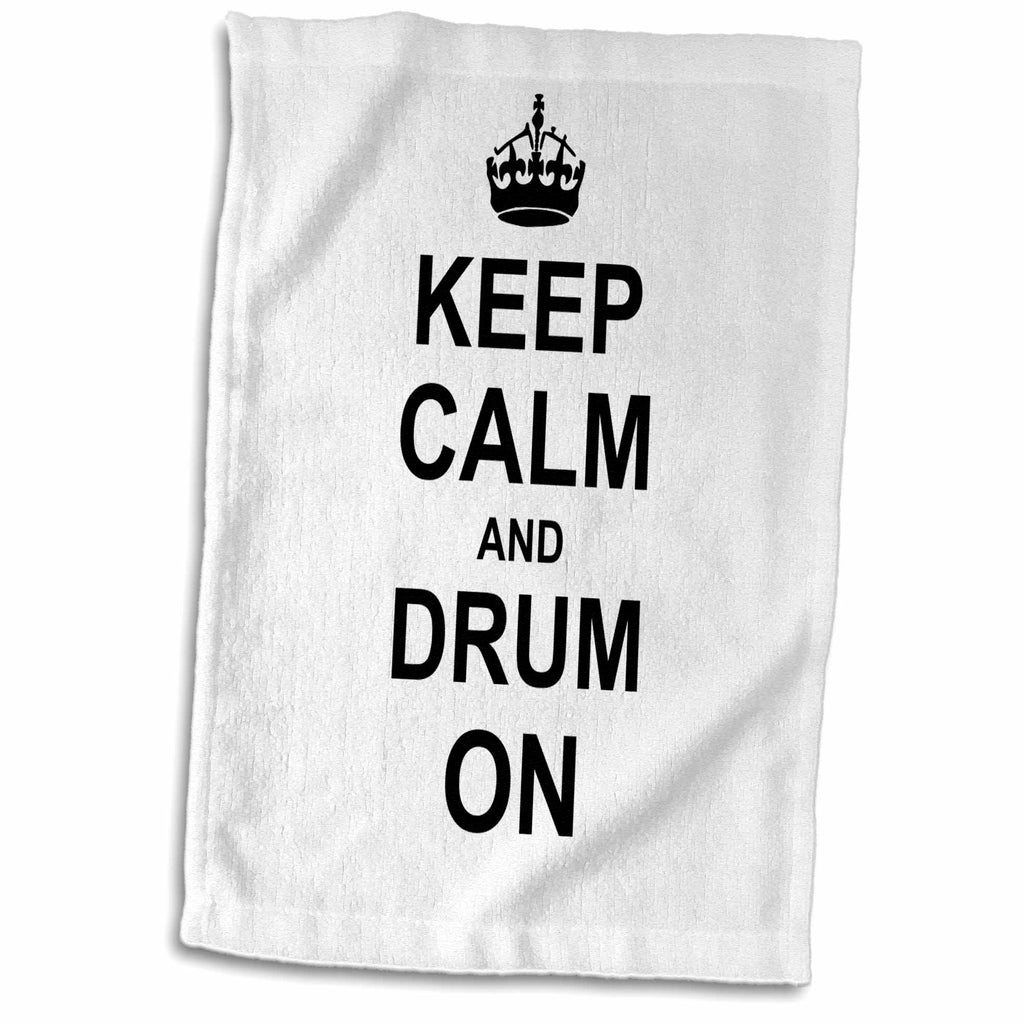 3dRose Keep Calm and Drum on - Carry on Drumming - Gift for Drummer... - Towels (twl-157715)