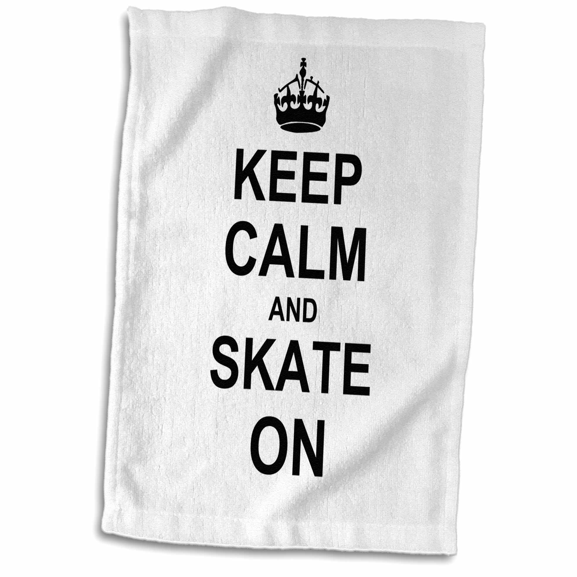 3dRose Keep Calm and Skate on - Carry on Skating - Funny Skateboarding ice... - Towels (twl-157771)
