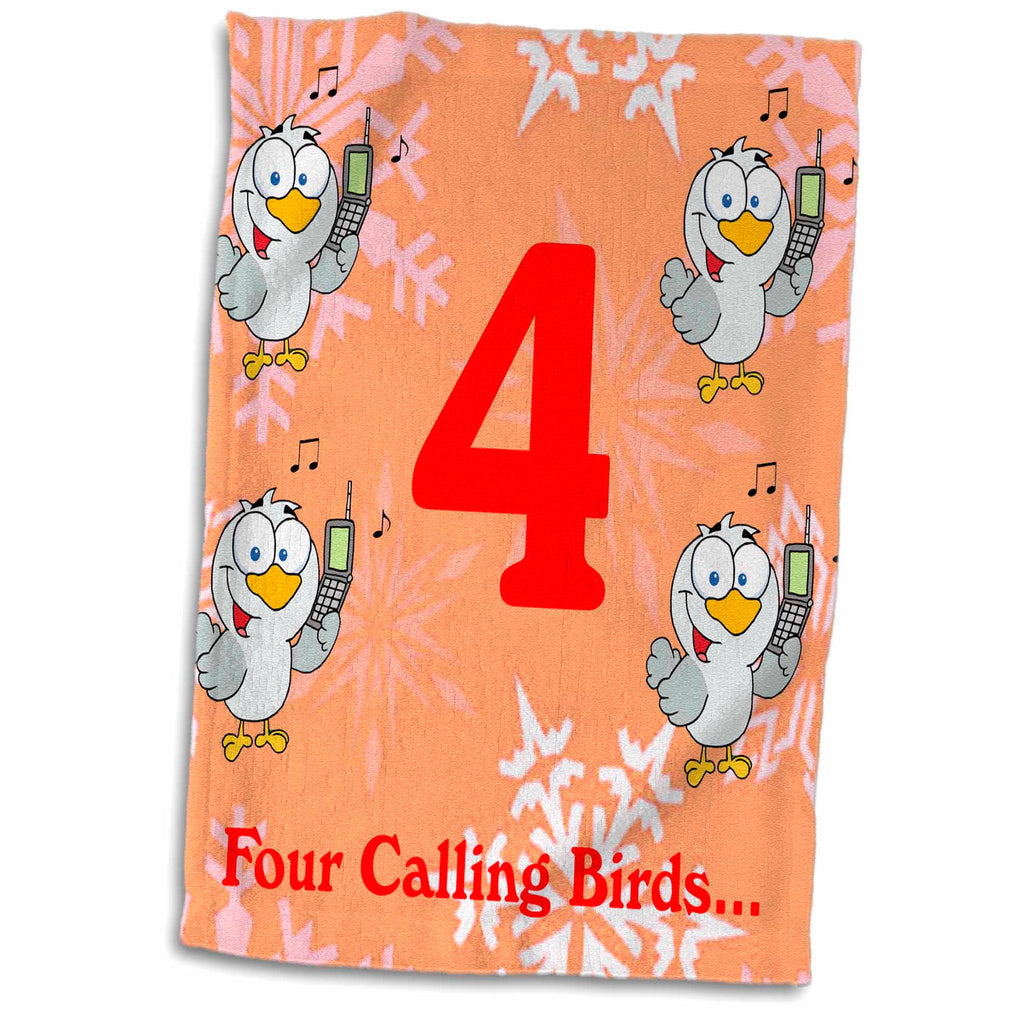 3dRose Edmond Hogge Jr - 12 Days of Christmas Four Calling Birds - Towels (twl-158229)