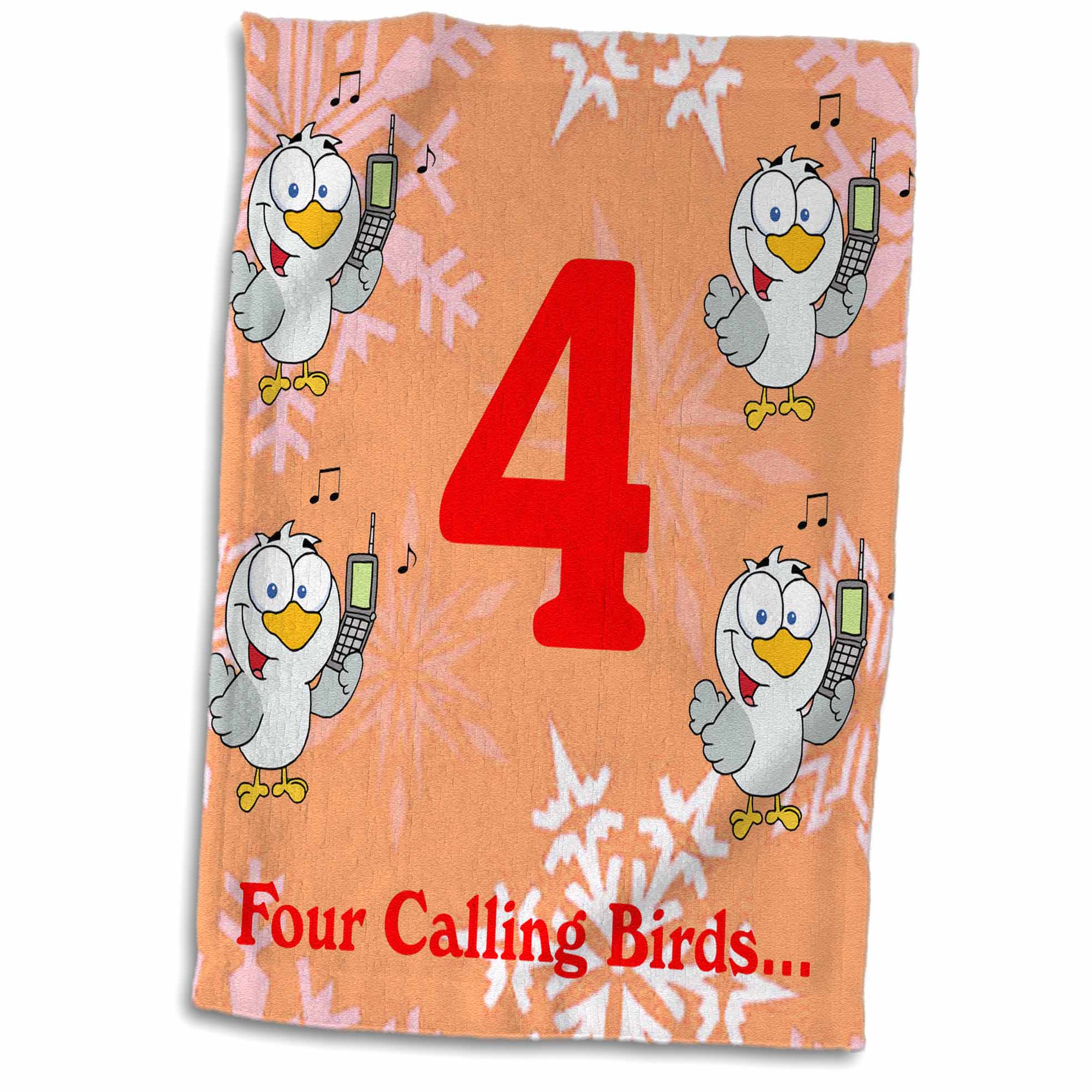 3dRose Edmond Hogge Jr - 12 Days of Christmas Four Calling Birds - Towels (twl-158229)