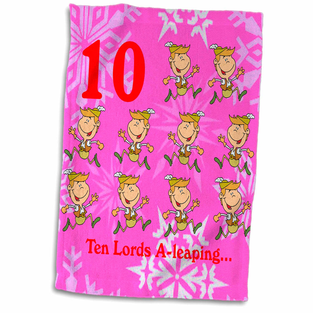 3dRose Edmond Hogge Jr - 12 Days of Christmas Ten Lords A-Leaping... - Towels (twl-158235)