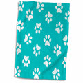 3dRose Teal Blue and White Paw Print Pattern - Turquoise Pawprints - Cute... - Towels (twl-161531)