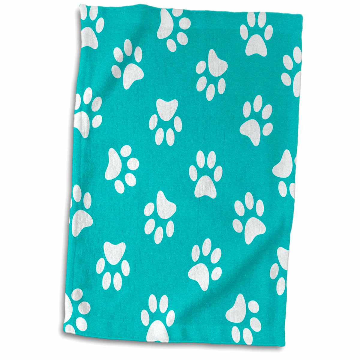 3dRose Teal Blue and White Paw Print Pattern - Turquoise Pawprints - Cute... - Towels (twl-161531)