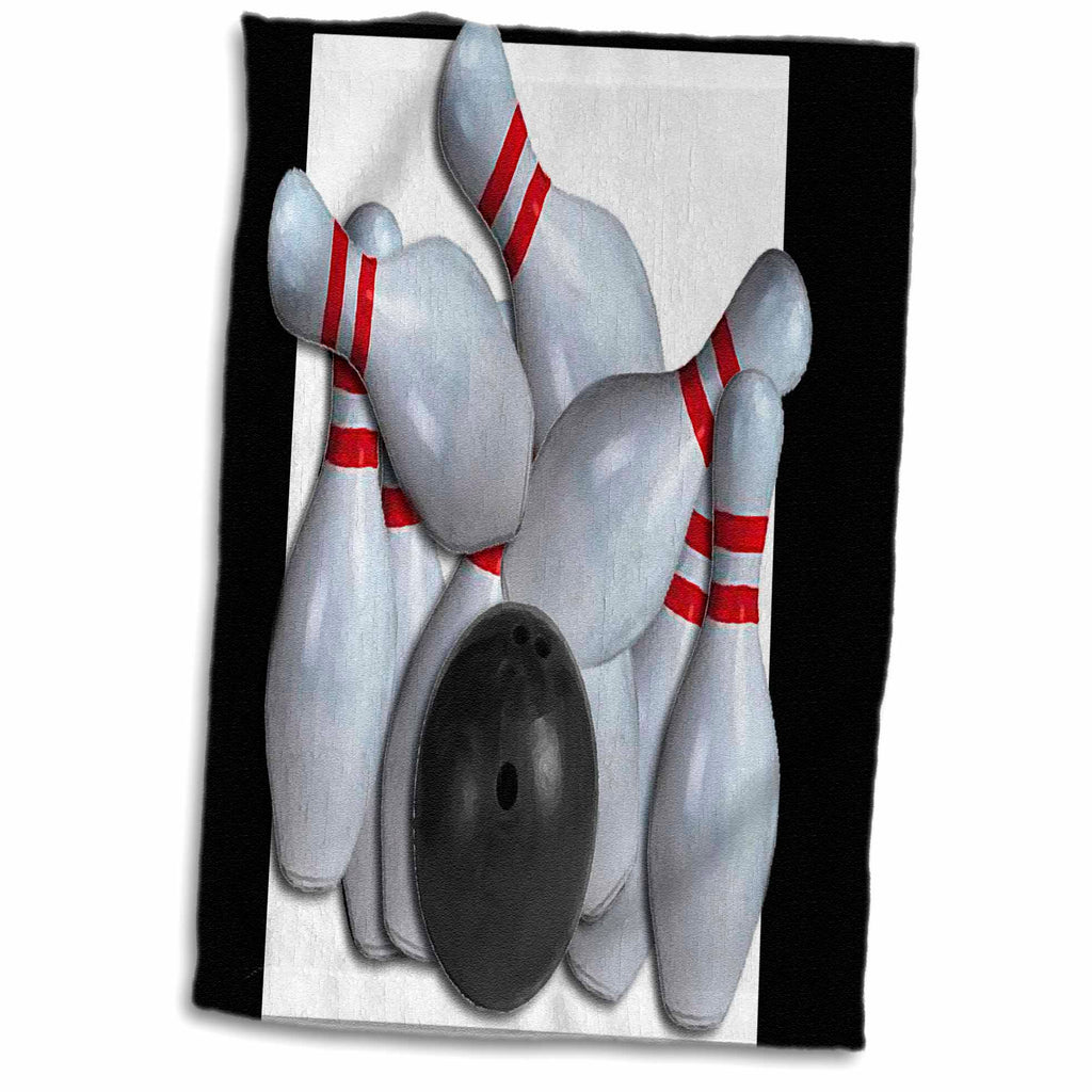 3dRose Beverly Turner Sports Design - Bowling Ball and Pins - Towels (twl-16304)